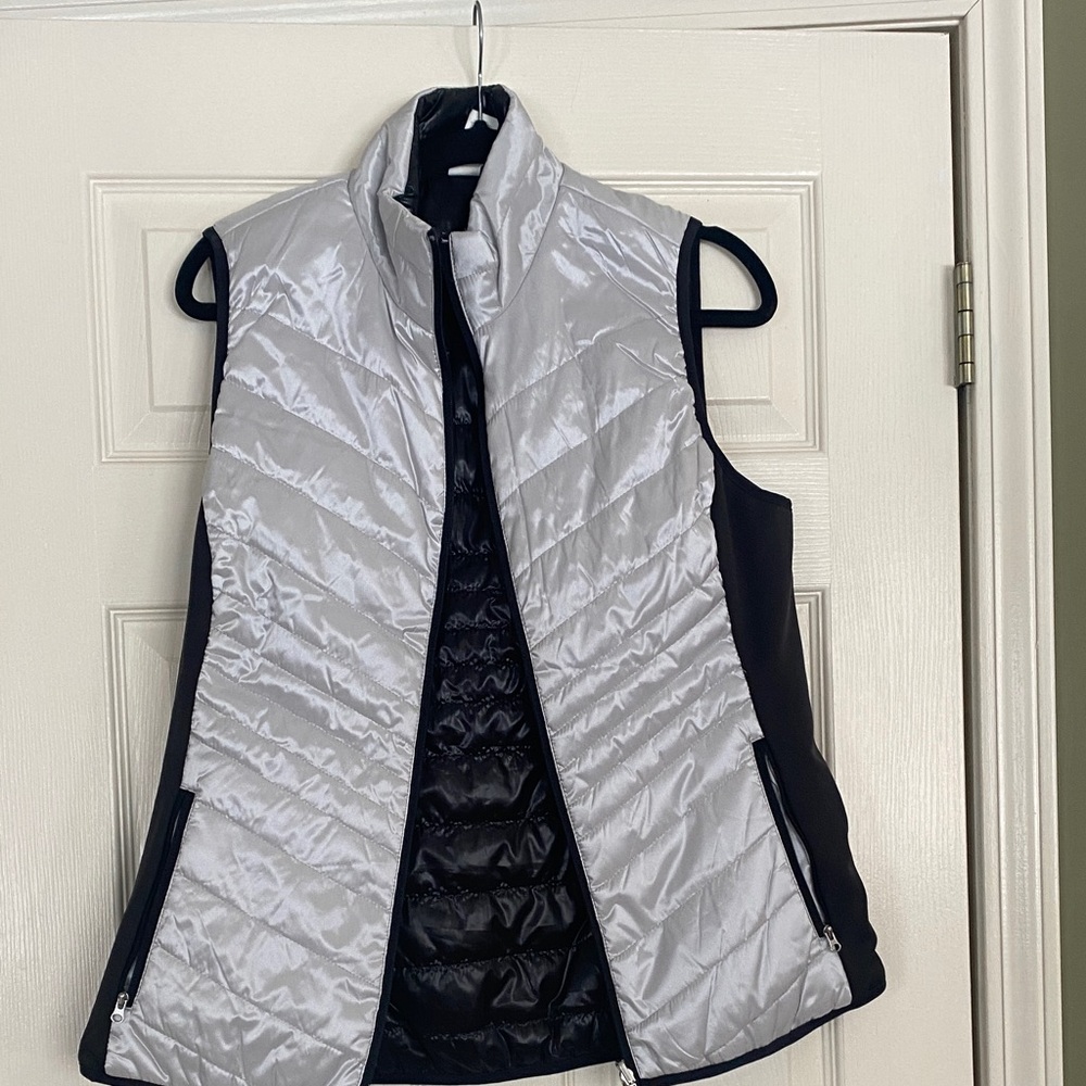 Women's Black and Gray Quilted Vest